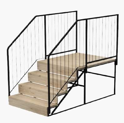 Premium Steps with Dual Rails & Platform